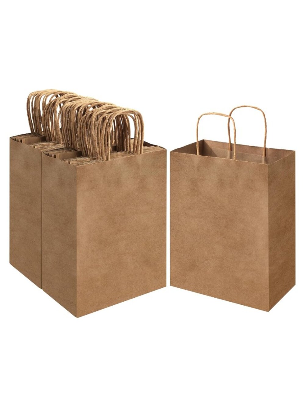 Kraft Paper Gift Bags 100 Pack 8x4.5x10.8 in Medium with Handles
